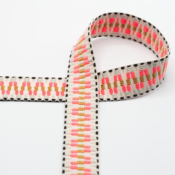 Gurtband Aztek Ecru Neonpink